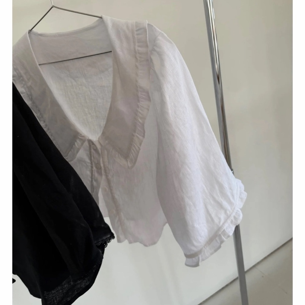 NWT Marlow and Mae 100% Linen Sylvie Blouse in Black Size S - Picture 11 of 11